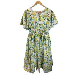 Jessakae Citrus smocked Midi dress Party size M short sleeve fit and flare flowy
